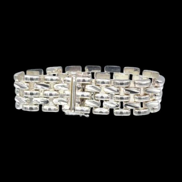 IBB Italian Sterling Silver Panther Link Bracelet - Picture 4 of 6